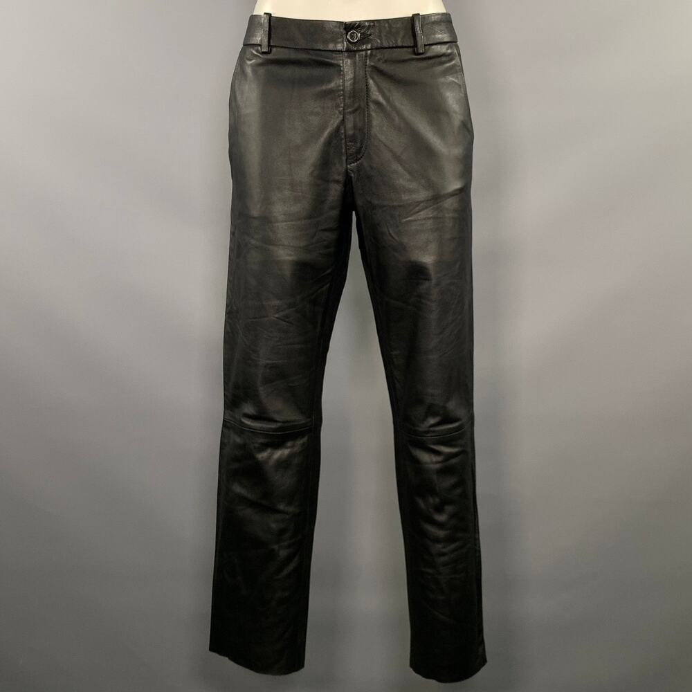 NILI LOTAN Size 8 Black Leather Lambskin Casual Pants